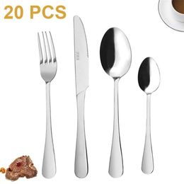 Tableware Set 20PCS Stainless Steel Kitchen Utensils Cutlery Sets Include Mirror Polished Knife/Spoon/Fork Service for 5 210928