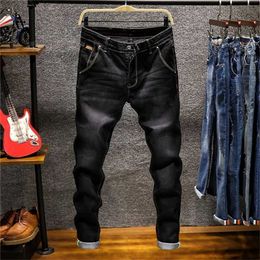 skinny jeans men's slim-fitting high-quality stretch pencil pants blue khaki gray men fashion casual 211111