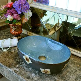 Oval Ceramic Art Basin Sink Counter Top Wash Basin Bathroom Vessel Sinks vanities new ceramic wash basin bathroom sinks