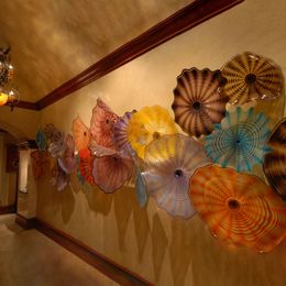 Antique Decoration Chihuly Wall Plates Lamps China Big Mounted Flower Murano Hand Blown Glass-Wall Lights 25 to 40 CM