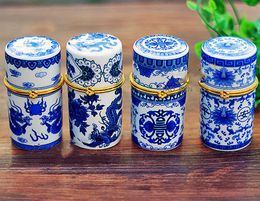 white toothpicks Canada - Small Blue and White Porcelain Decorative Jewellery Boxes Gift Coin Storage Case Natural Ceramic Chinese Toothpick Holder