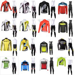 SCOTT team Mens Cycling Long Sleeves jersey bib pants suits Autumn Quick-Dry Breatheble Bicycle Clothes Bicycle Wear Ropa Maillot Y21032516