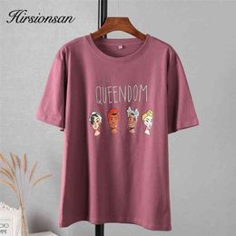 Hirsionsan Gothic Printed Women T Shirt 100% Cotton Short Sleeve Cartoon Graphic Female Soft Top Jumper Female Cusual Tees 210324