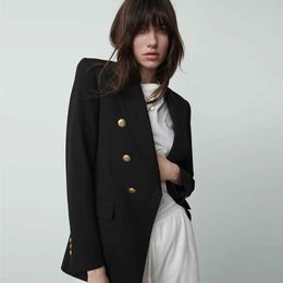 2021 New Spring Summer Women Wool Blazers Suits button Solid Long Sleeve Causal Suit Loose Jackets Elegant Girls tOffice Outfits X0721