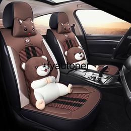 Cute Car Seat Cover Set Auto Bear Embroidery Ice Silk Breathable Automobile Seat Cover For Toyota Kia Ford Golf Car Accessories