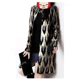Women's Sweaters Wholesale-Autumn Winter Women Fashion Gold Leopard Knit Sweater Long Sleeve Cardigan Coat1