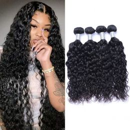Brazilian Water Wave Bundles Human Hair Weave 3/4 Pieces Natural Colour Wet and Wavy Non Remy Extensions