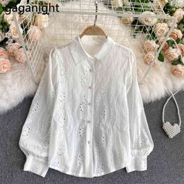 Embroidery Women White Shirt Long Sleeve Single Breasted Korean Blouse Spring Shirts Elegant Drop 210601