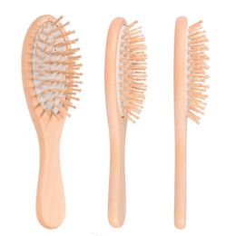 Bamboo Bristles Detangling Wooden Brush Wet or Dry Oval Hairbrush for