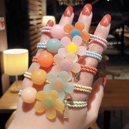 Girls Cute Cartoon Flower Small Scrunchie Kids Ponytail Hair Tie Elastic Hair Bands Fashion Hair Accessories