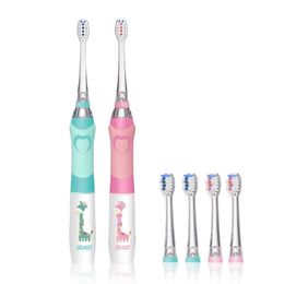 SEAGO SG-977 Kids Sonic Electric Toothbrush Soft Bristles IPX7 Waterproof Sonic Vibrating Teeth Cleaner For Child W/ Colorful Lights - Green