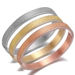 New Jewelry Rose Gold/golden Plated Frosting Bangle Women Korean Fashion Bracelets Stailness Steel Wristband Lovers Jewelry Q0719