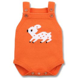 Baby Jumpsuit Children's Sling Pure Colour Christmas Deer Knitted Shirt Children Warm Clothing Fashion 210429