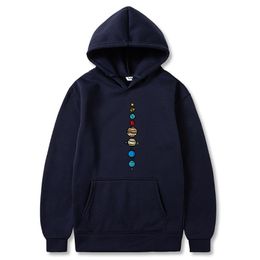 Men's Hoodies & Sweatshirts Black Men 2021 Autumn Winter Warm Fleece Clothes Oversized Streetwear Coat Planets Creative Design