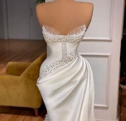 Women dress Yousef aljasmi Evening dress White Sweetheart Pleat Off shoulder Pearls Long dress Labourjoisie Kim kardashian kylie jenner