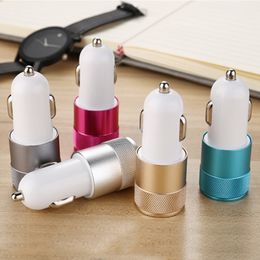Cell Phone Adapters Car Charger Metal Travel Adapter 2 Port Colorful Micro USB Plug For Samsung S20 Plus S21 ultra OPP Package