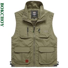 Thin Outdoor Quick-drying Sleeveless Jacket Pography Fishing Multi-pocket Casual Vest Men Vest 7838 211105