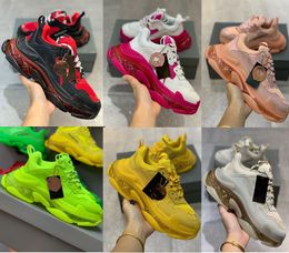 2021 Paris casual shoes triple s transparent sole dad shoes sports black oversized men's and women's comfortable runners chaussures