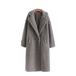 Autumn Winter Women Gray Teddy Coat Stylish Female Thick Warm Cashmere Jacket Casual Girls Streetwear 211019