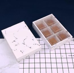 2022 gift box cake designs Scatola di carta di design in marmo a 3 dimensioni con coperchio in PVC glassato Cake Formaggio di cioccolato Scatole di carta del cioccolato festa di nozze Cookies box scatola regalo RRF10946
