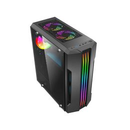 USB 3.0 ATX/ m-Atx /ITX Toughened Glass Computer PC RGB Case Five Fans Air Duct - Black