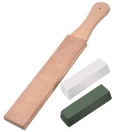 Leather Strop with Compounds Kit, Honing Block ping Paddle 4.58 oz Green White Buffing Polishing 210615
