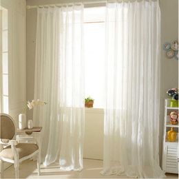 Modern Linen Striped Sheer Curtain For Living Room Bedroom White Voile Tulle Curtains Window Treatments Customised Drapes 210712
