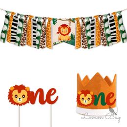 Party Decoration 1st Jungle Birthday Banner Amimal Garland Paper Flag Palm Leaf Babyshower Safari Animal Pennant