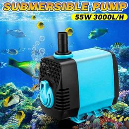 55W AC 220-240V 3000L/H Water Pumps Waterproof Ultra-Quiet Submersible Pump Philtre Fish Pond Fountain Aquarium Tank EU Plug Y200922