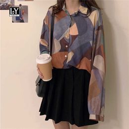 LY VAREY LIN Spring Autumn Women Vintage Chiffon Shirt Long Sleeve Turn Down Collar Printing Ladies Casual 210526