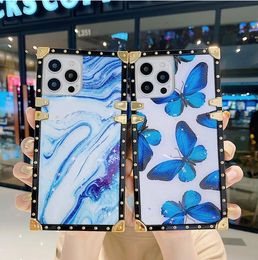 Luxury designer Square Phone Cases For iPhone 13 12 11 Pro XS Max XR X 7 8 Plus Fashion Cover ForGalaxy S21 S20 S10 Note 20 10 case