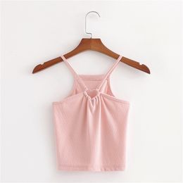 HSA Summer Women Sexy Ribbed T-shirt Casual Mujer Spaghetti Strap Top Female Pink Heart Hollow Out Leisure Harajuku Vest 210430