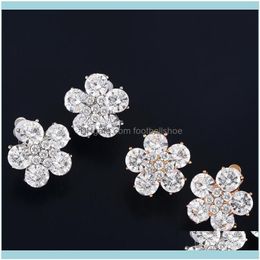 Stud Jewelrydesigners Korean Fashion Fresh Flower Ear Clip Womens Simple Versatile Alloy Diamond Earrings Erq64 Drop Delivery 2021 Qhsm4