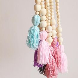 Farmhouse Decor Wood Beads Tassel Hanging Pendant INS Nordic Creative Hemp Rope Beaded Children Home Decorative YL506