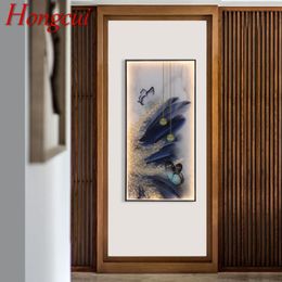 Hongcui Modern Wall Lamps Feather Figure LED Sconces Rectangle Mural Light Creative Home For Aisle
