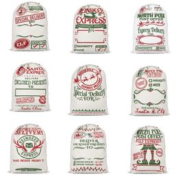 Santa Sack Bags Christmas Decoration Linen Drawstring Cloth Bag Gift Pouch 12 styles 2021 New