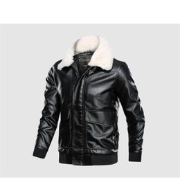 Mens Leather Jackets Winter Autumn Casual Motorcycle PU Jacket Warm Coats Fashion Slim Outwear Male 210811