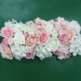 Artificial Silk Flower 2pcs 50cm Wedding Road Lead Hydrangea Peony Rose Flower Wedding Arch Square Pavilion Corners Decor Flores 210317
