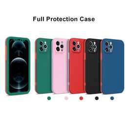 360 full Protection PC TPU Cases For iPhone 13 12 11 Pro Max Mini X Xr Xs 7 8 Plus candy Colour contrast Design Shockproof fashion cover Case