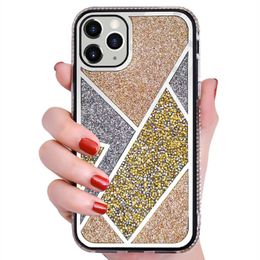 Luxury Bling Glitter Sparkle Cases Hybrid Rhombus Dazzling Mirror Diamond Bumper 2 in 1 TPU PC Shockproof Cover For iPhone 12 11 Pro XR XS Max X 8 7 6 6S Plus SE2