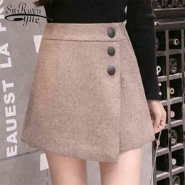 Fashion Winter and Autumn Women Shorts Solid Button Zipper High Waist for Skirts Black 7635 50 210521