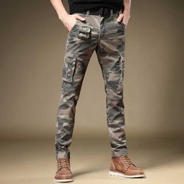 Ly Fashion Designer Men Jeans Slim Fit Outdoor Multi Pockets Casual Cargo Pants for Overalls Military Camouflage Trousers