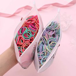 50pcs/Set Candy Colours Basic Elastic Girls Cute Bands Ponytail Holder Durable Rubber Band Solid Fashion Hair Accessories