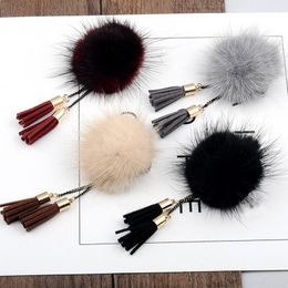 Pins, Brooches Cute Tassel Brooch For Women Korean Fur Ball Piercing Lapel Collar Jewellery Gift Kids Girls Backpack Accessories