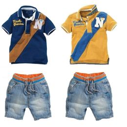 Casual Baby Boys Clothes Suits Children T-Shirt + Shorts Jeans 2-Pieces Clothing Sets Kids Tee Shirts Panties Boy's Outfits 210326
