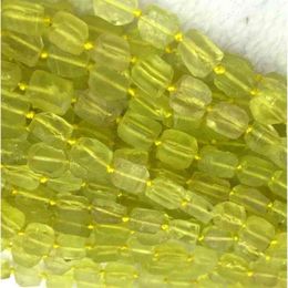 Natural Genuine Yellow Lemon Quartz Crystal Hand Cut Nugget Form Loose Rough Matte Faceted Beads Fit Jewelry 5-7mm15" 04284