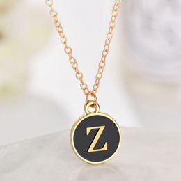 Pendant Necklaces Initial Necklace Personalised Letter Alphabet Simple A To Z DIY Charm Round Clavicle