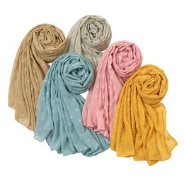 Malaysian Pom Bubble Chiffon Hijab Scarf Women Scarves Muslim Islamic Solid Colour Head Scarves Arab Rectangle Long Shawl