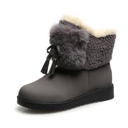 Winter Frauen Stiefel Damen Weibliche Marke Mode Designer Loafer Flache Schuhe Luxus Leder Pelz Knöchel Schnee Stiefel für Womenwhqfc