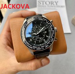 Luxury fashion Men Full Functional Watch Leather Strap Quartz-Watches Sport Men's Watches Waterproof chronograph wristwatches Reloj